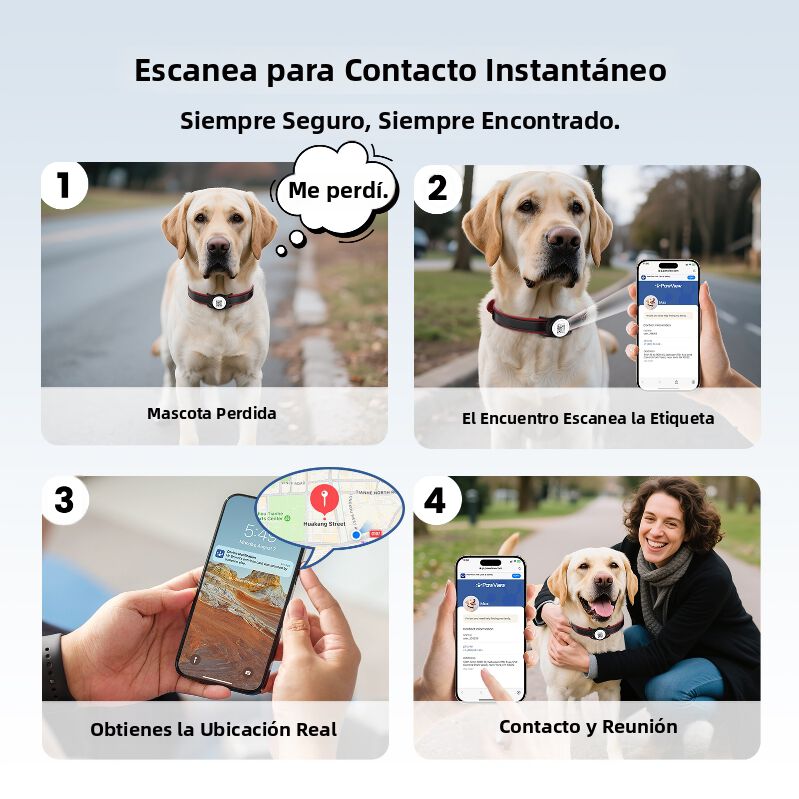 Pawview Localizador Inteligente para Mascotas, Rastreador Perros y Gatos Compatible con Apple Find My y Android Find Hub, Funda de Silicona Antidesgarros con C&oacute;digo QR, Sin Suscripci&oacute;n. Rosa, , large Imagen numero 4