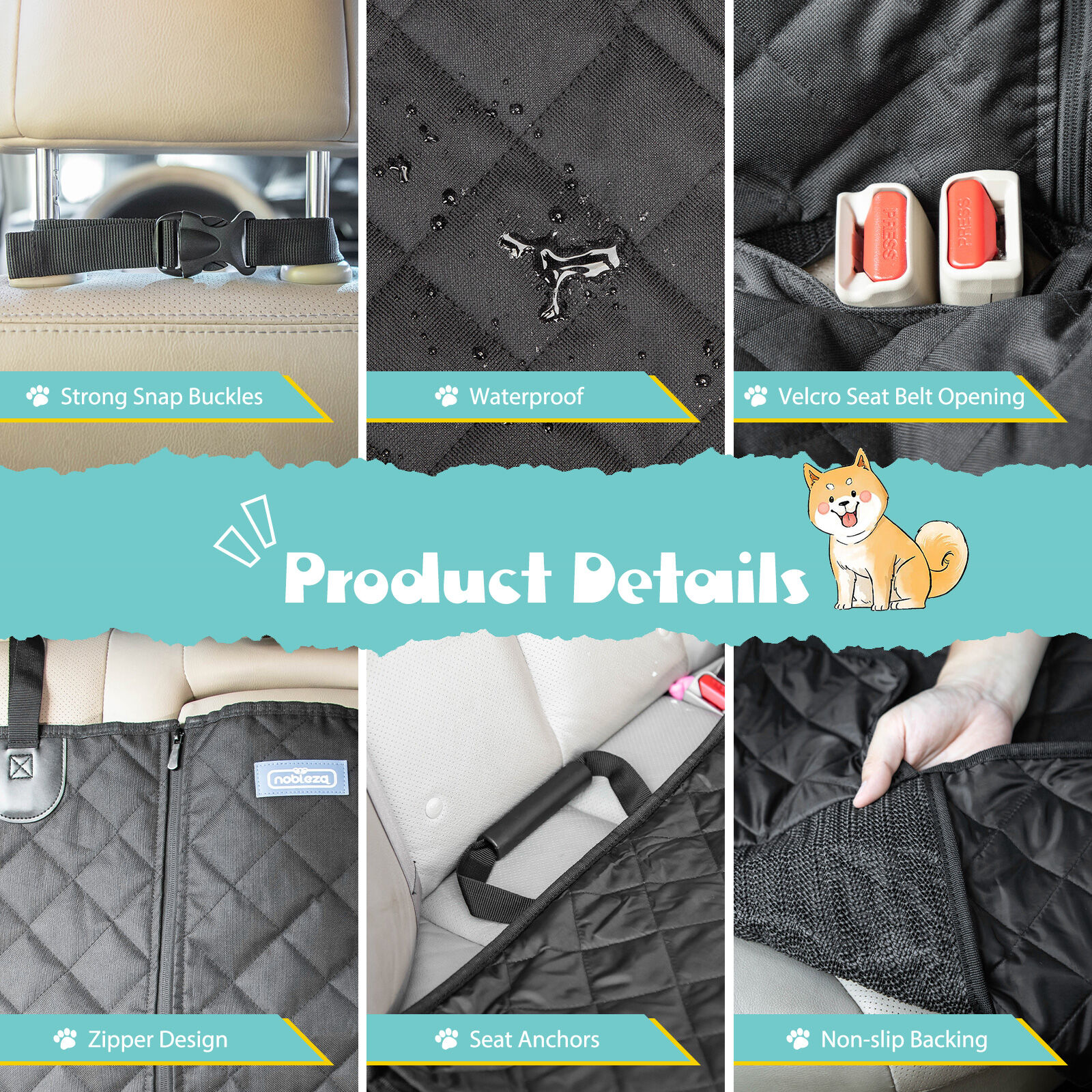 Nobleza Funda Impermeable para Asiento de Coche para perro thumbnail