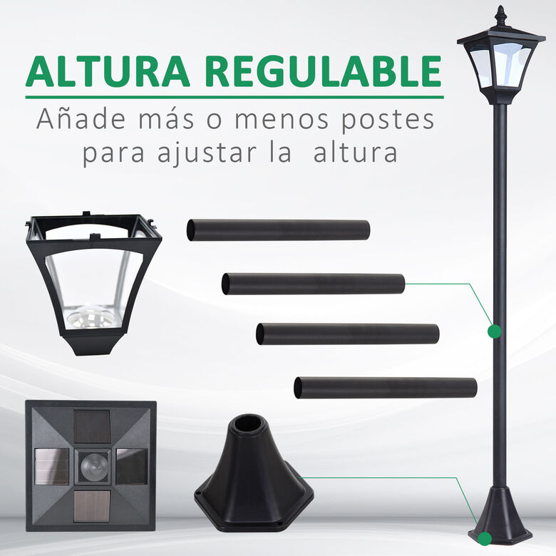 Outsunny Farol Solar negro IP44  para Exteriores thumbnail