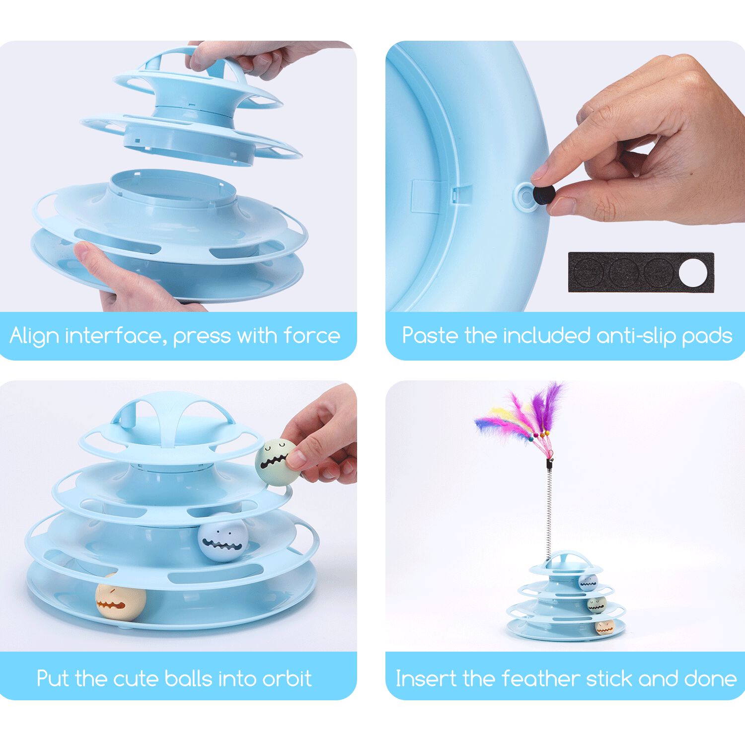 Nobleza - Juguete para Gatos, Juguetes Interactivo con Dise&ntilde;o de Torre con 3 Pelotas de 3 Niveles, Torre Interactiva Gato（25 x 12.5cm）, , large Imagen numero 4