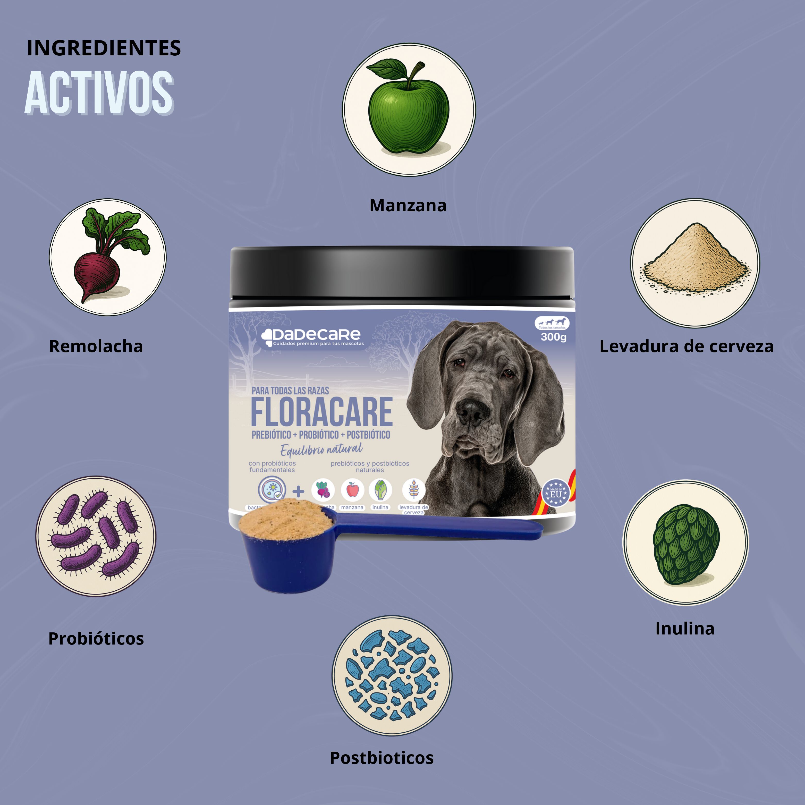 Floracare Probi&oacute;ticos para Perros en Polvo 300 g. Dadecare, , large Imagen numero 4