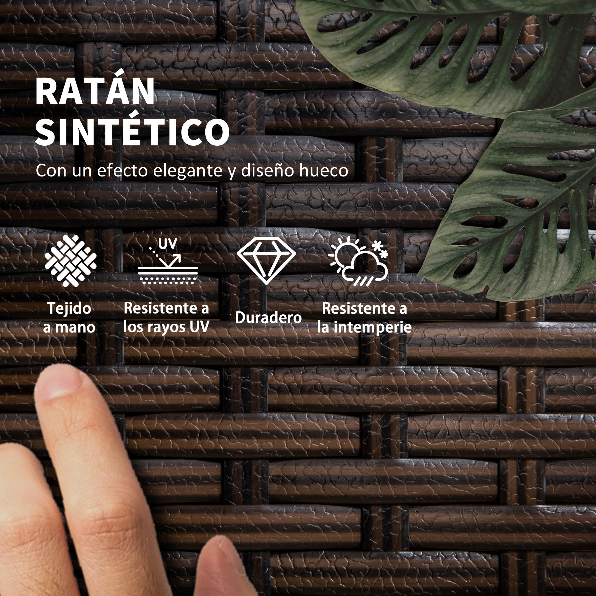 Outsunny Conjunto De 2 Tumbonas De Ratán Con Mesa De Centro Marrón thumbnail