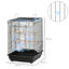 PawHut Jaula para Pájaros Jaula Metálica de Aves 40x40x59 cm con Techo Abatible 2 Perchas 2 Comederos y Bandeja Extraíble para Canarios Periquitos Negro, , large indicador imagen numero 2