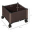 Outsunny Jardinera de Pl&aacute;stico Curdrada con 4 Ruedas Macetero de Jard&iacute;n con Agujeros de Drenaje para Cultivo de Plantas en Exterior Patio Terraza 40x40x31,5 cm Marr&oacute;n, , large indicador imagen numero 3