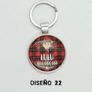 Chapa identificativa cuadros escoceses para perros color Rojo