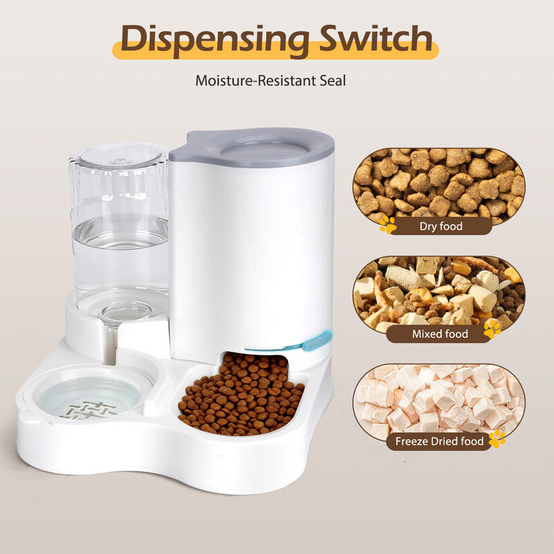 Nobleza Dispensador Autom&aacute;tico 2 en 1 de Comida y Agua para Perros y Gatos - Comedero y Bebedero por Gravedad con Separaci&oacute;n Seca y H&uacute;meda - Blanco, , large Imagen numero 4