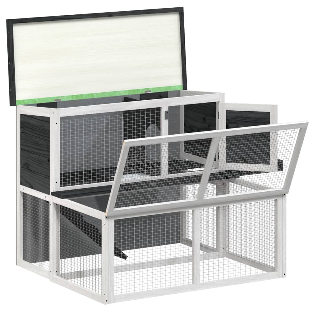 VidaXL Conejera Exterior de madera de pino gris thumbnail