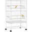 PawHut Jaula para Pájaros con Ruedas 78x52x132 cm Pajarera Metálica con Bandeja Extraíble 4 Puertas 4 Comederos 4 Perchas y Estante de Almacenaje para Canarios Periquitos Blanco, , large indicador imagen numero 1