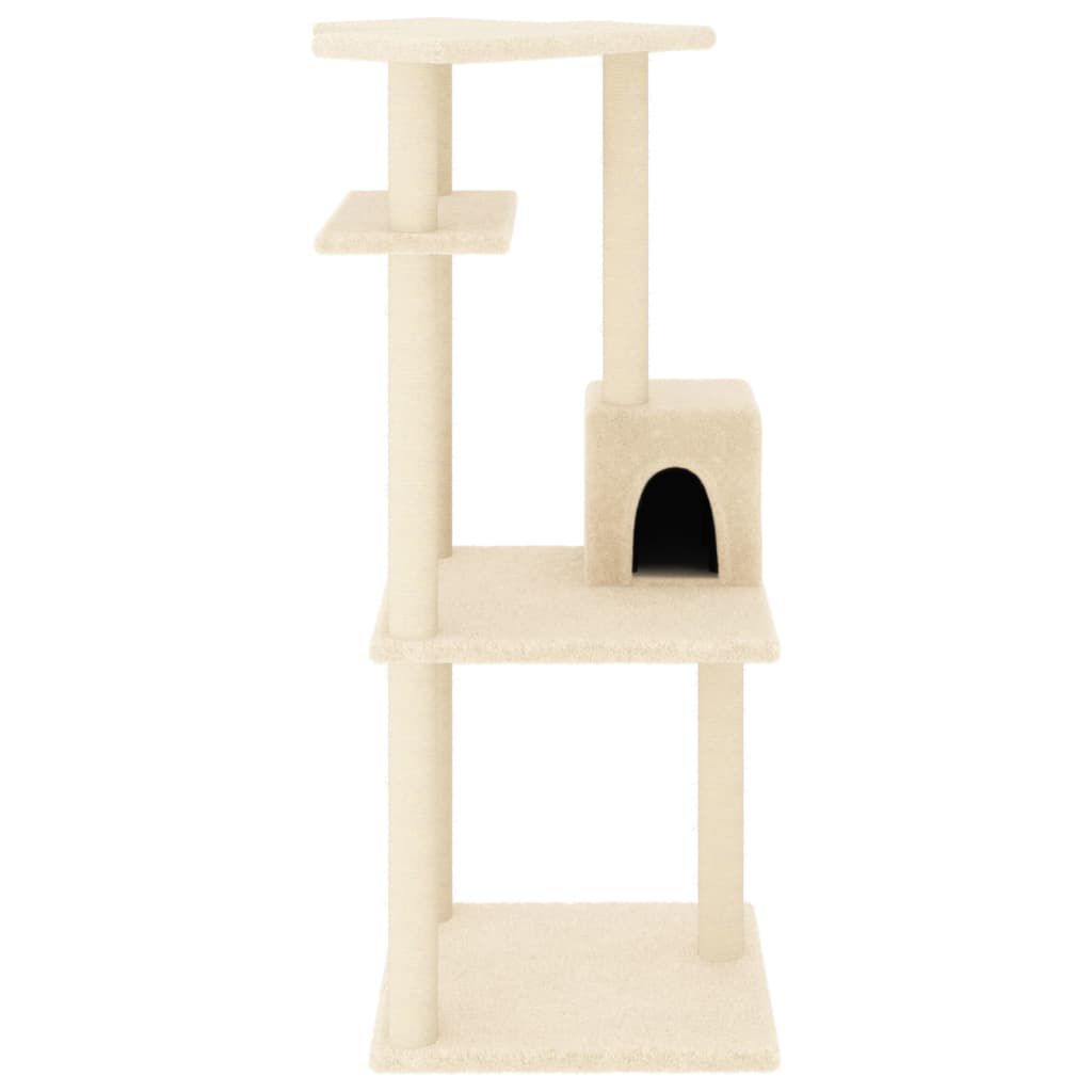 vidaXL Rascador para gatos con postes de sisal color crema 123 cm, , large Imagen numero 2