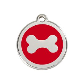 Red Dingo Placa identificativa Acero Inoxidable Esmalte Hueso Rojo para perros
