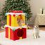 COSTWAY Casa de Gato Navideña de 2 Pisos, Condo en Forma de Caja de Regalo Apilable para Gatitos con Lazo, Mueble para Gatos de Interior con 2 Condos, Moderno y Cálido Refugio para Mascotas, , large indicador imagen numero 2