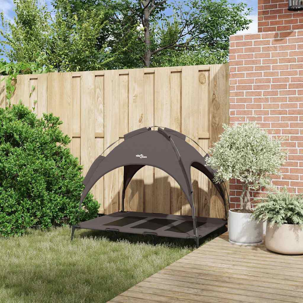 vidaXL Cama para Perros con Dosel Sof&aacute; Silla Tela Oxford y Acero Marr&oacute;n, , large Imagen numero 8