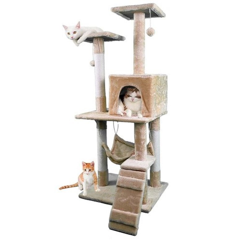 Edipets árbol rascador 4 niveles con hamaca beige para gatos, , large image number null
