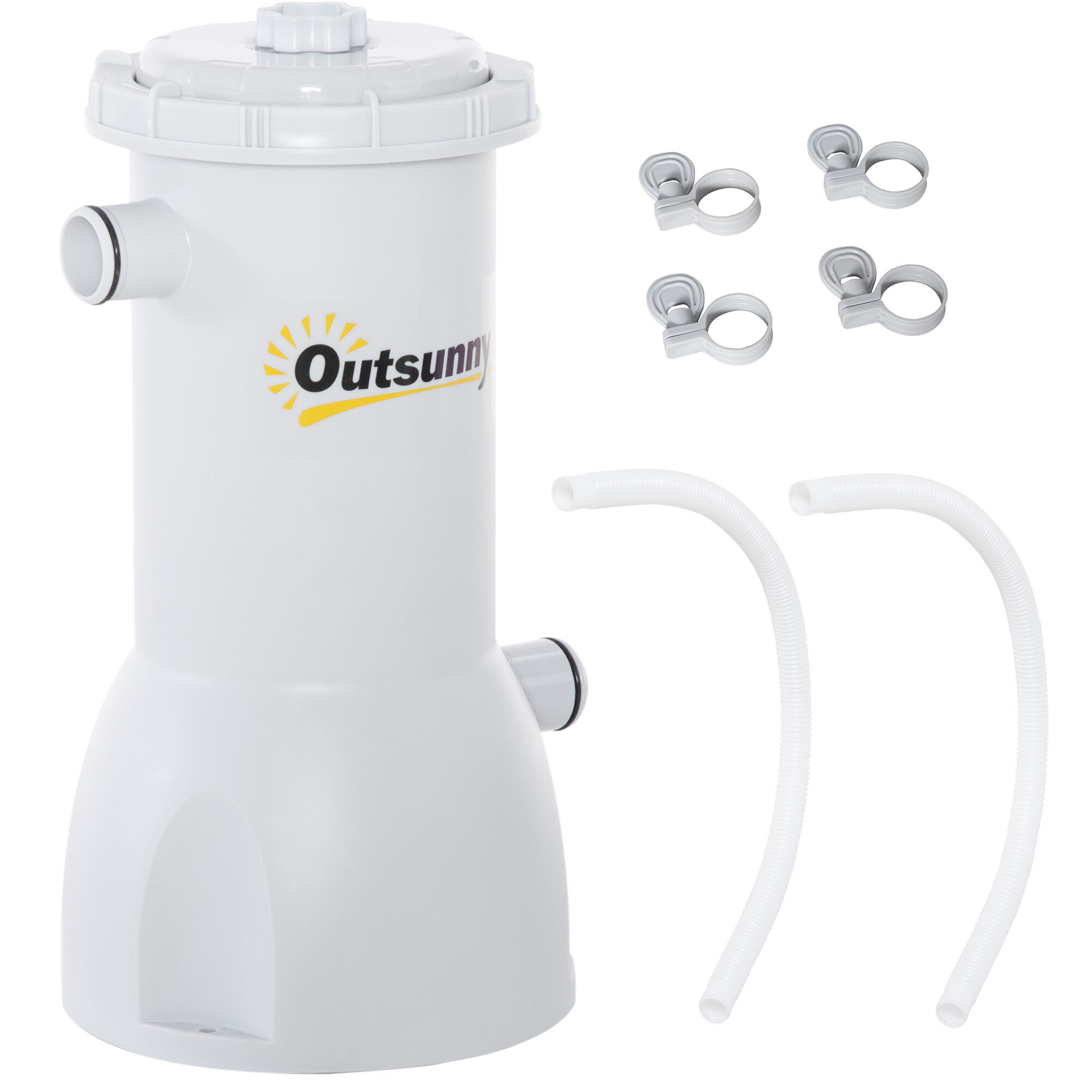 Outsunny Depuradora de Filtro 4.000 L/H para Piscina de 15.000 L con Nano Bolas de Filtro y Mangueras de Conexi&oacute;n de 30 mm Longitud 100 cm &Oslash;21x35 cm Gris, , large Imagen numero 1