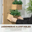Outsunny Jardinera de Pared con Enrejado Jardinera Vertical de Madera con 3 Macetas Móviles y Orificio de Drenaje para Jardín Terraza Patio 60x16x80 cm Natural, , large indicador imagen numero 5
