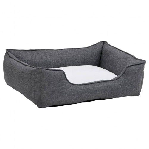 Vidaxl sof&aacute; acolchado rectangular con coj&iacute;n gris y blanco para perros, , large Imagen numero 3