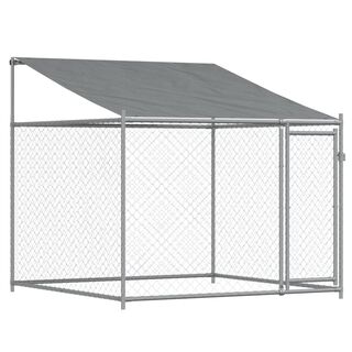 Vidaxl Jaula De Perros Techo Y Puerta Acero Galvanizado Gris para perros