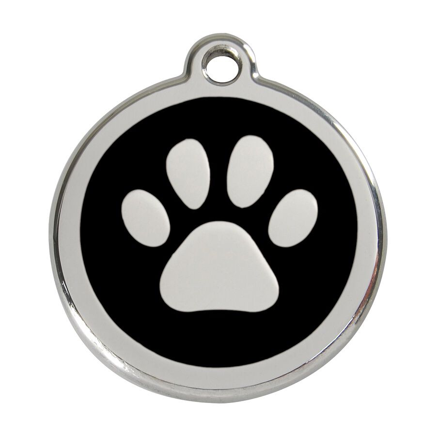 Placa identificativa Acero Inoxidable Esmalte Huella perro Negro para perros, , large Imagen numero 1
