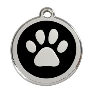 Red Dingo Placa identificativa Acero Inoxidable Esmalte Huella perro Negro para perros