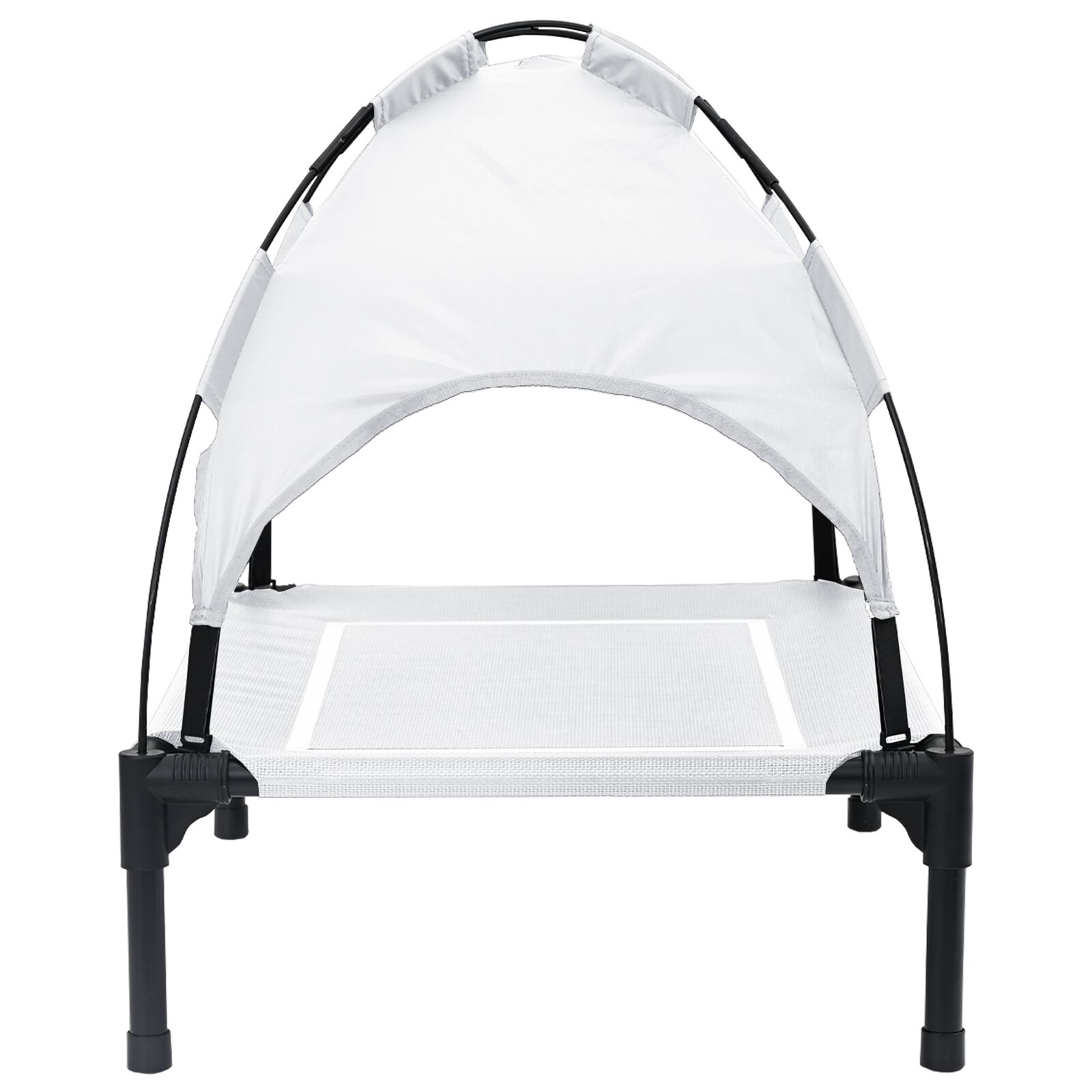 vidaXL Cama Elevada para Perro  con Techo Desmontable Gris Plateado Acero, , large Imagen numero 14