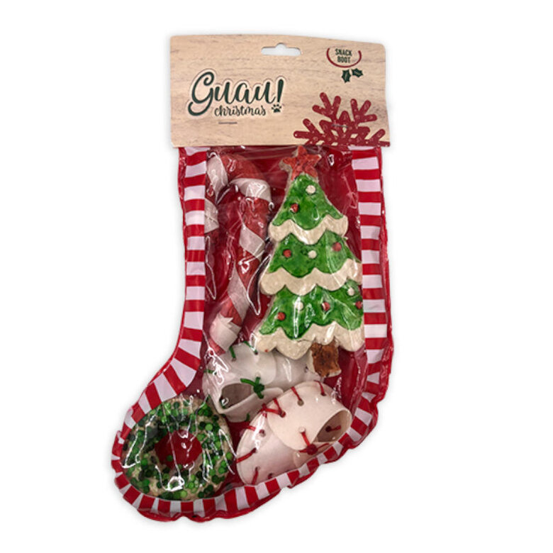 Guau Christmas Calcetín con Bocaditos de Cuero para perros, , large image number null
