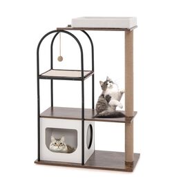 COSTWAY Torre rascador con Marco de Metal para Gatos
