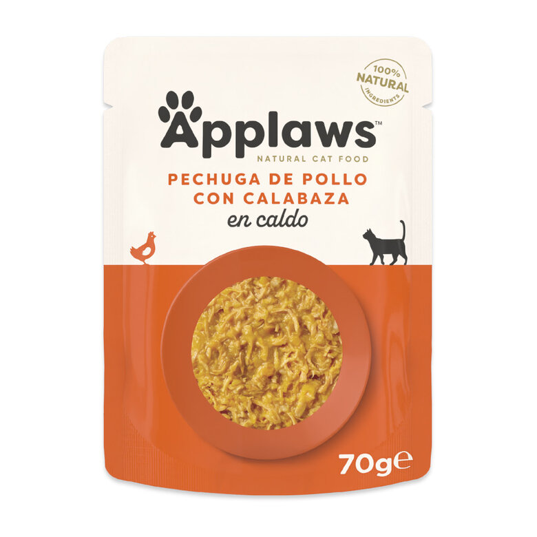 12 sobres x 70 g Applaws Pollo y Calabaza sobre para gatos ¡Pack ahorro!