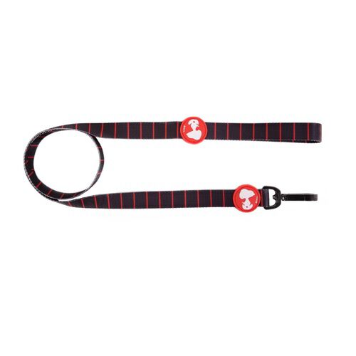 Correa de poli&eacute;ster para perros Zooz Pets Stripe Black Red, , large Imagen numero 1