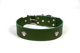 LGMCAN COLLAR DE PIEL VERDE CON  HUELLA