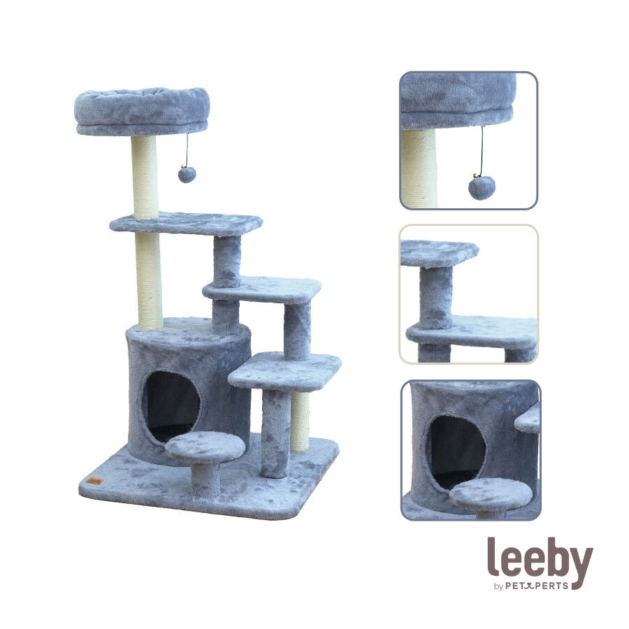 Leeby Eduardo torre rascador multiplataforma con cama nido y juguete para gatos thumbnail