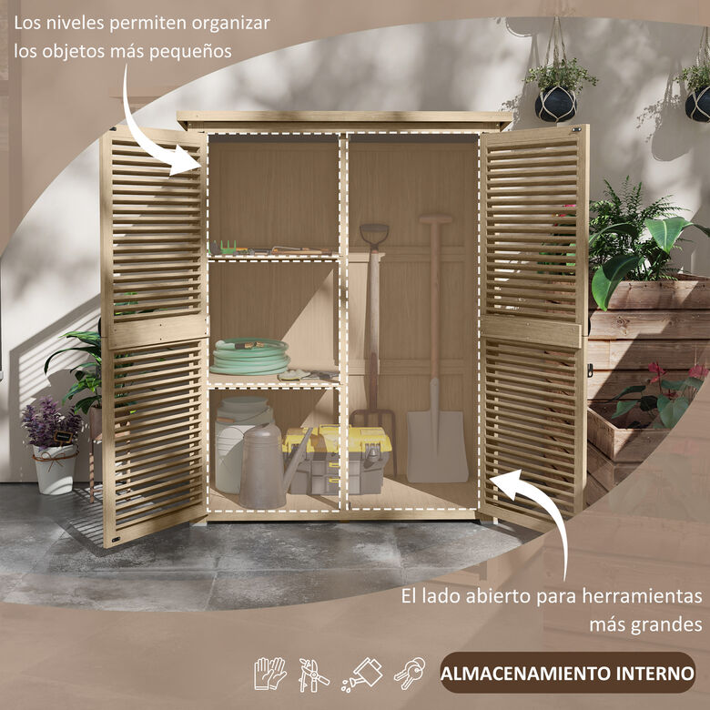 Outsunny Cobertizo De Madera Madera Natural thumbnail