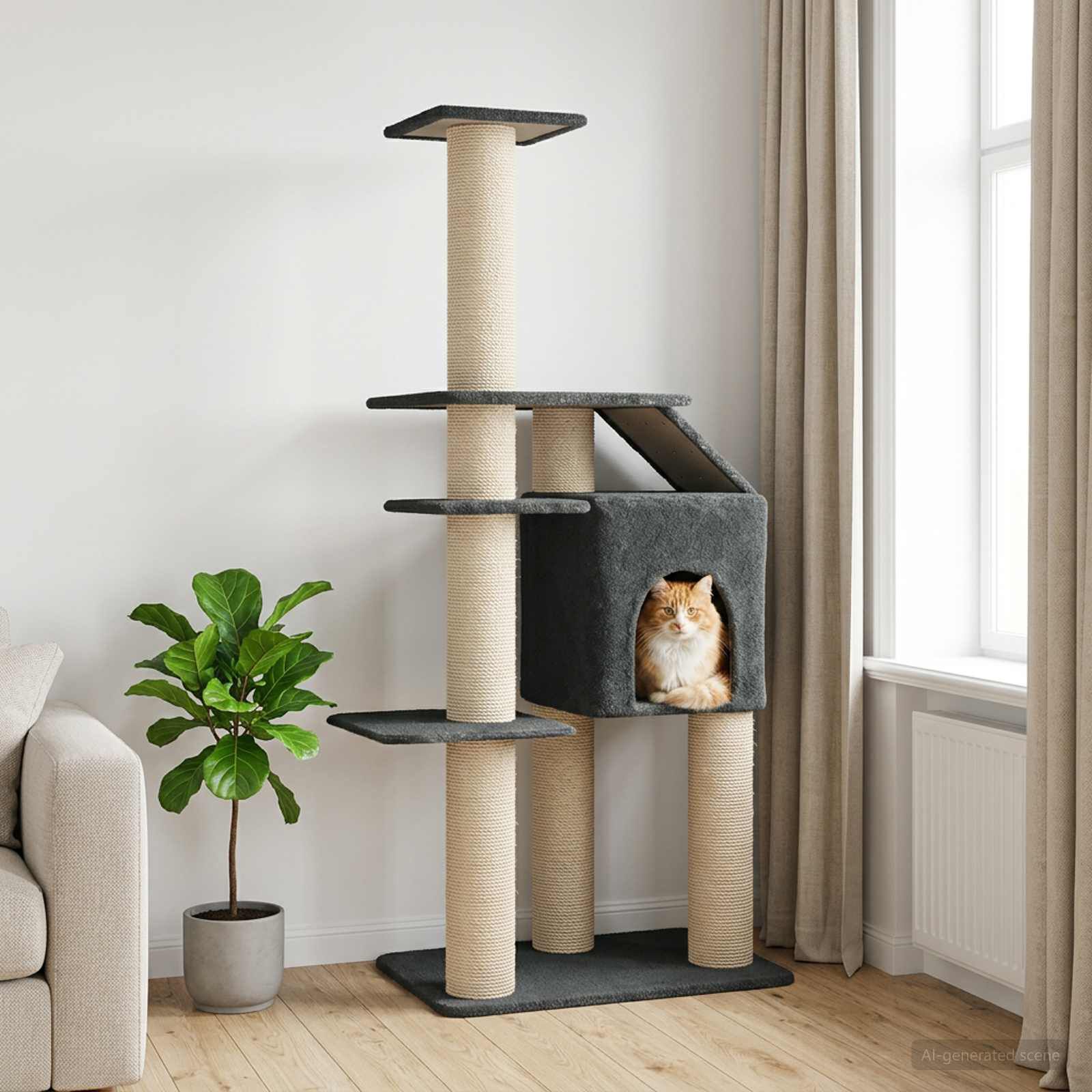 vidaXL &Aacute;rbol para gatos con postes de sisal Torre Gatos Muebles Felinos, , large Imagen numero 2