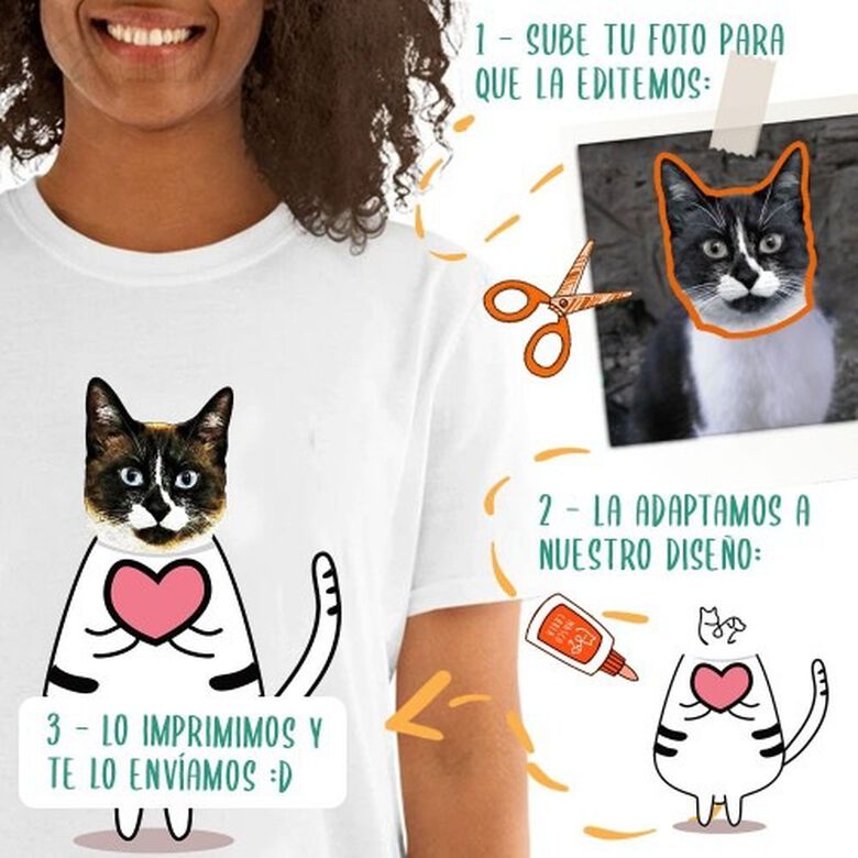 Mascochula camiseta mujer enamorao personalizada con tu mascota blanco thumbnail