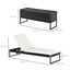 Outsunny Conjunto de 2 Tumbonas de Jard&iacute;n con Cojines Acolchados Rat&aacute;n con Mesa Auxiliar para Piscina o Terraza Carga 160 kg 195x60x86 cm Acero Negro, , large indicador imagen numero 3