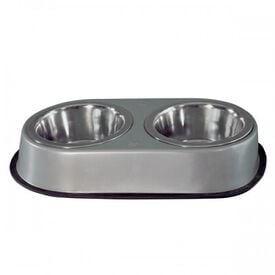 Comedero doble acero inoxidable color Gris