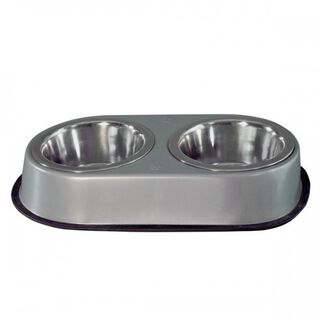 Comedero doble acero inoxidable color Gris