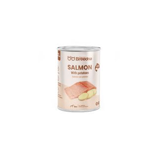 Breedna Comida húmeda de salmón para perros pack 12 uds