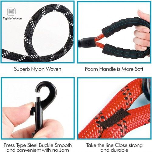 Edipets correa de adiestramiento con mango acolchado rojo para perros thumbnail