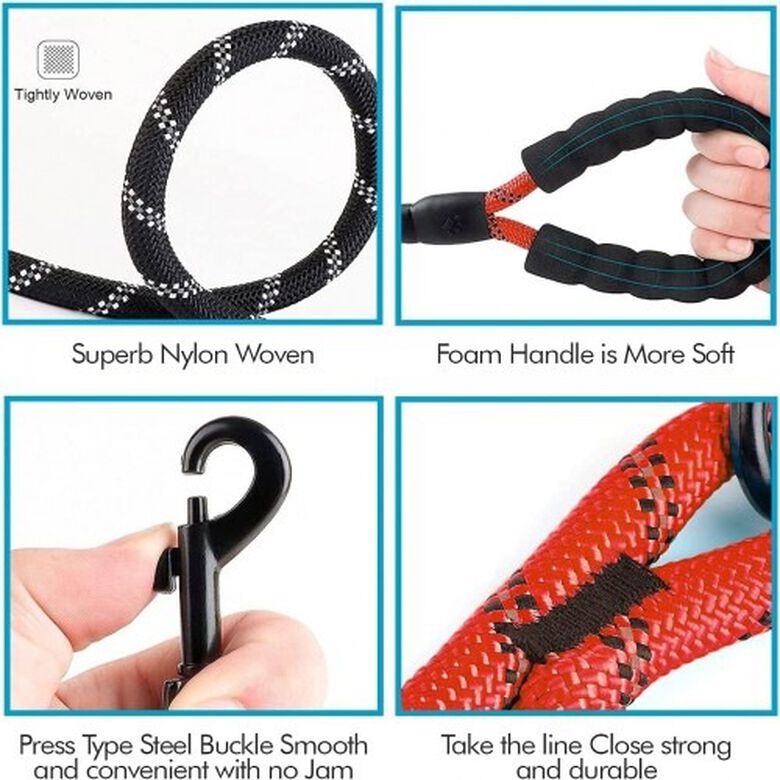 Edipets correa de adiestramiento con mango acolchado rojo para perros thumbnail