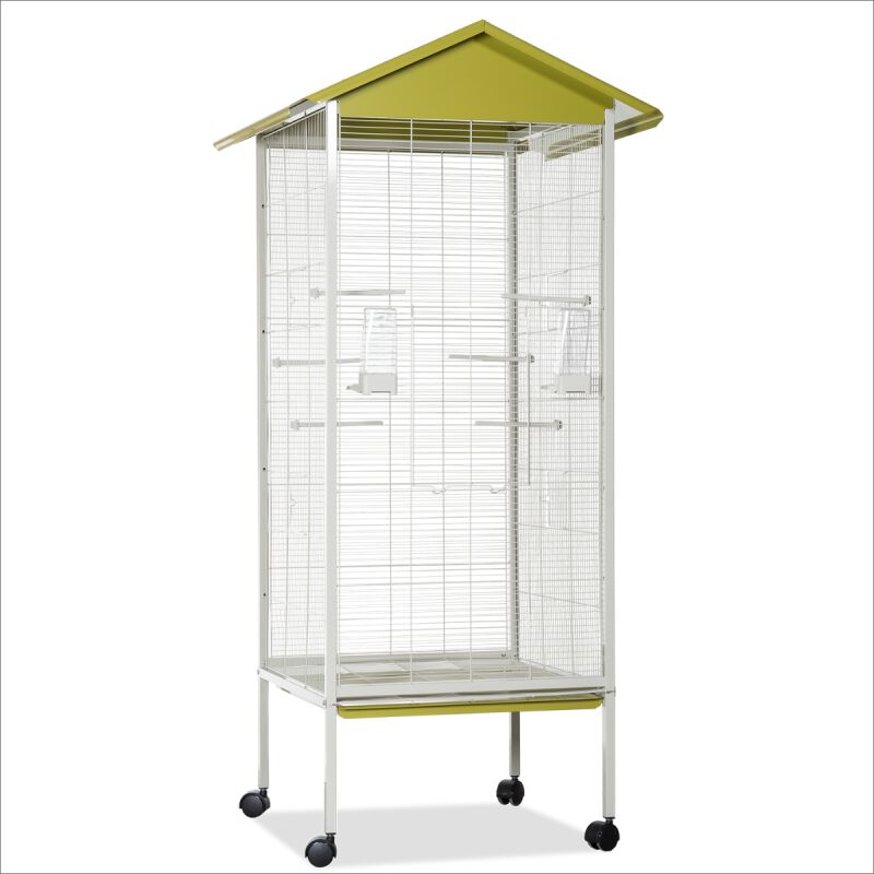 TPTG Pajarera blanca con bandeja extraíble para pájaros