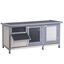 PawHut Conejera de Madera, Jaula para Conejos con Techo Asfáltico Abatible, Puertas con Pestillo, Bandejas Extraíbles y Comedero, Conejera para Exterior, 112x50x54 cm, Gris, , large indicador imagen numero 1