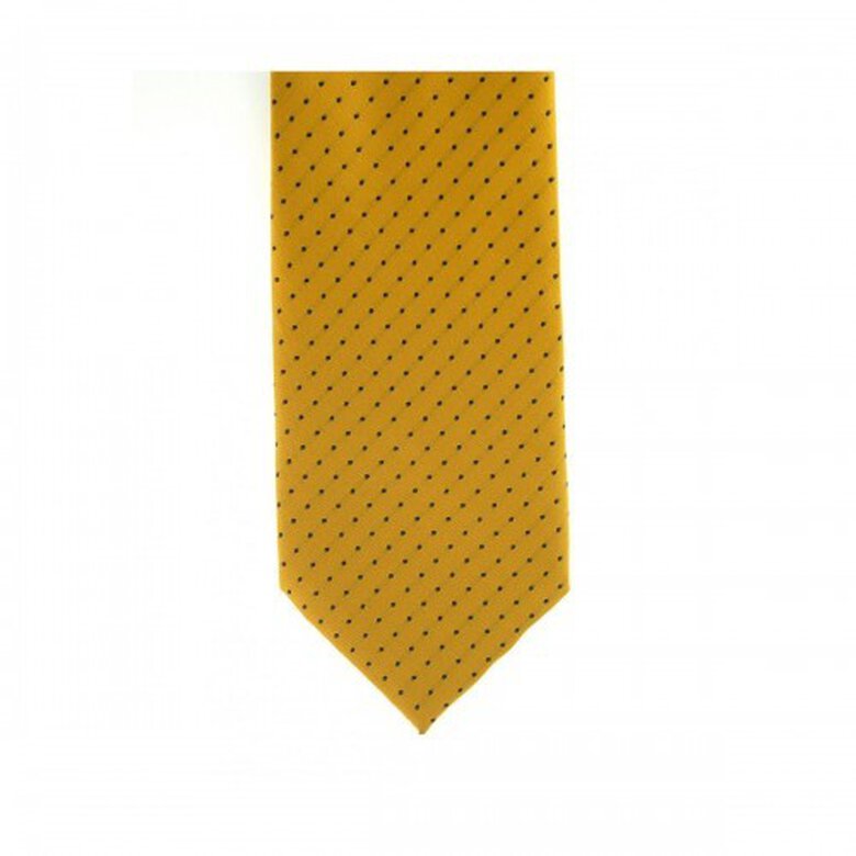 Corbata de pin estampado de lunares para concurso hípica color Amarillo Sol/Azul Marino, , large image number null