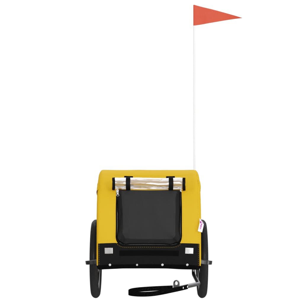 vidaXL Remolque bicicleta de perros hierro tela Oxford amarillo negro, , large Imagen numero 3