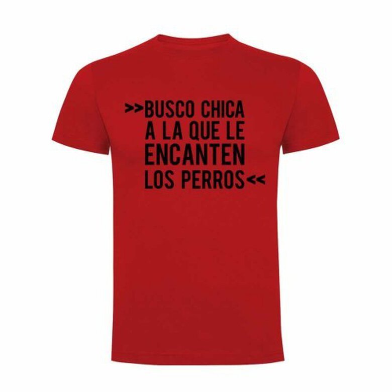 Camiseta hombre "Busco chica a la que la encanten los perros" color Rojo, , large image number null