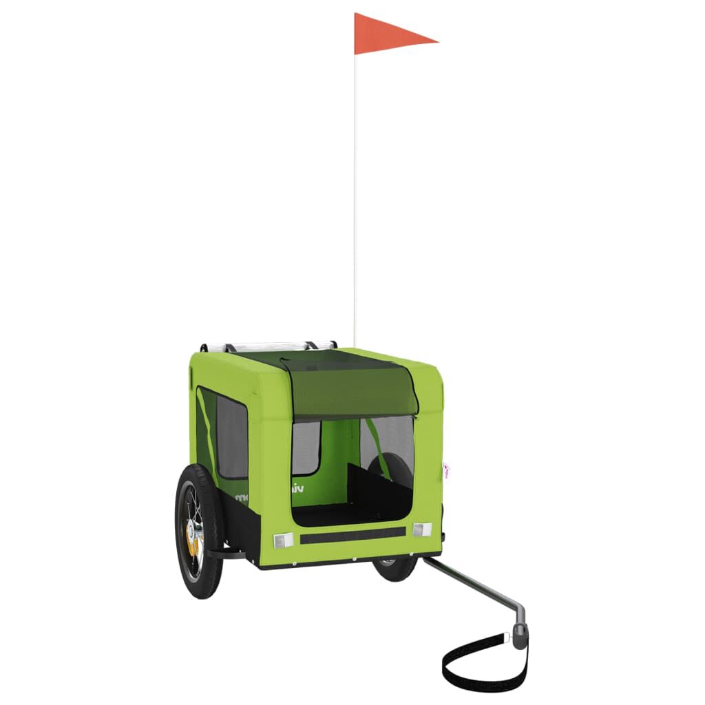 vidaXL Remolque bicicleta para perros hierro tela Oxford verde negro, , large Imagen numero 1