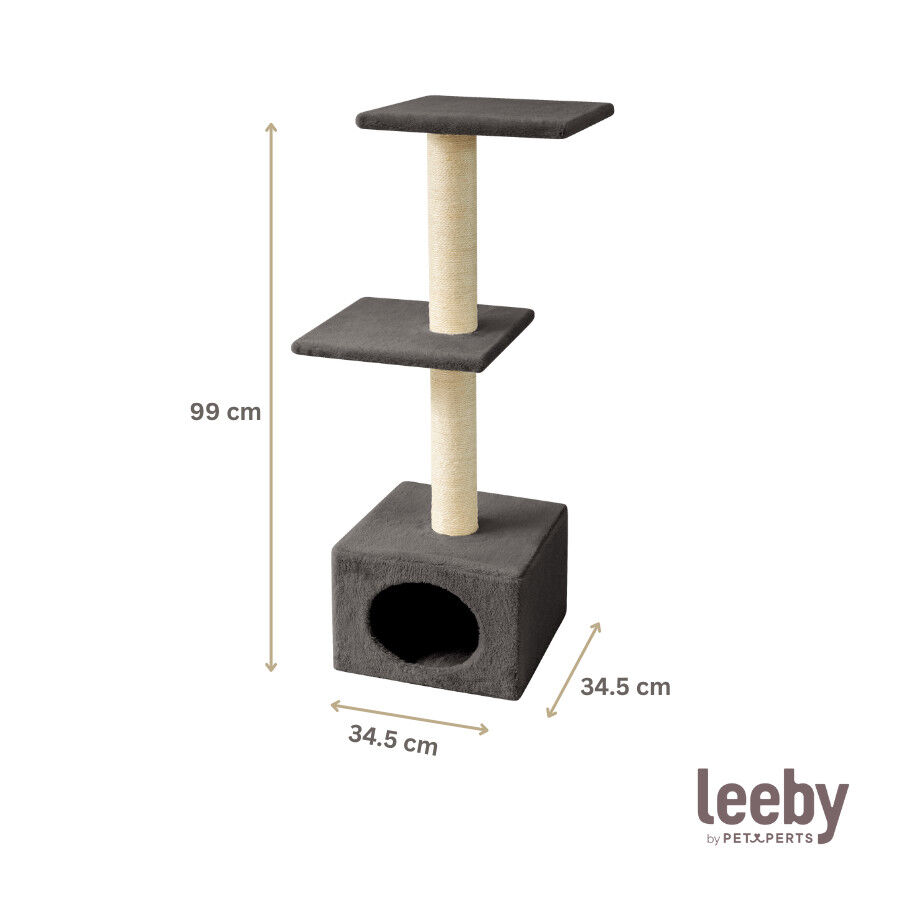 Leeby Colette torre rascador con cama nido gris para gatos thumbnail