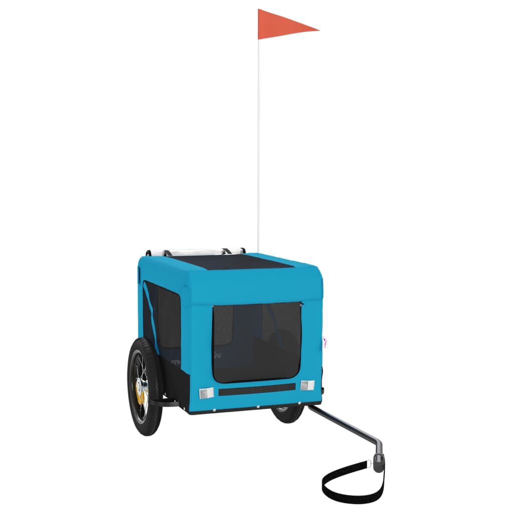 vidaXL Remolque de bicicleta para perros hierro tela Oxford azul negro, , large Imagen numero 9