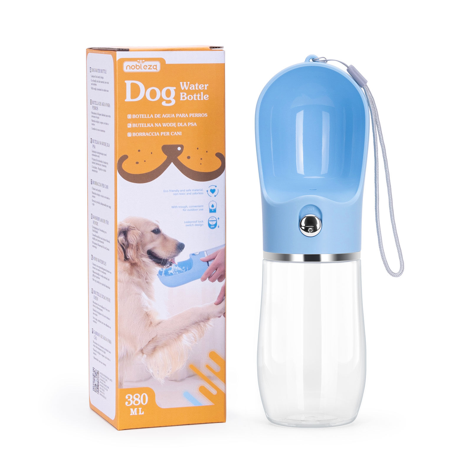 Nobleza Botella de Agua para Perro 380ml, Botella para Perros Portatil, Bebedero Perro Portatil de Grado Alimenticio, para Mascotas al Aire Libre, Senderismo, Viajes, , large Imagen numero 1