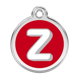 Red dingo Placa identificativa Acero Inoxidable Esmalte Alfabeto Letra Z Rojo para perros