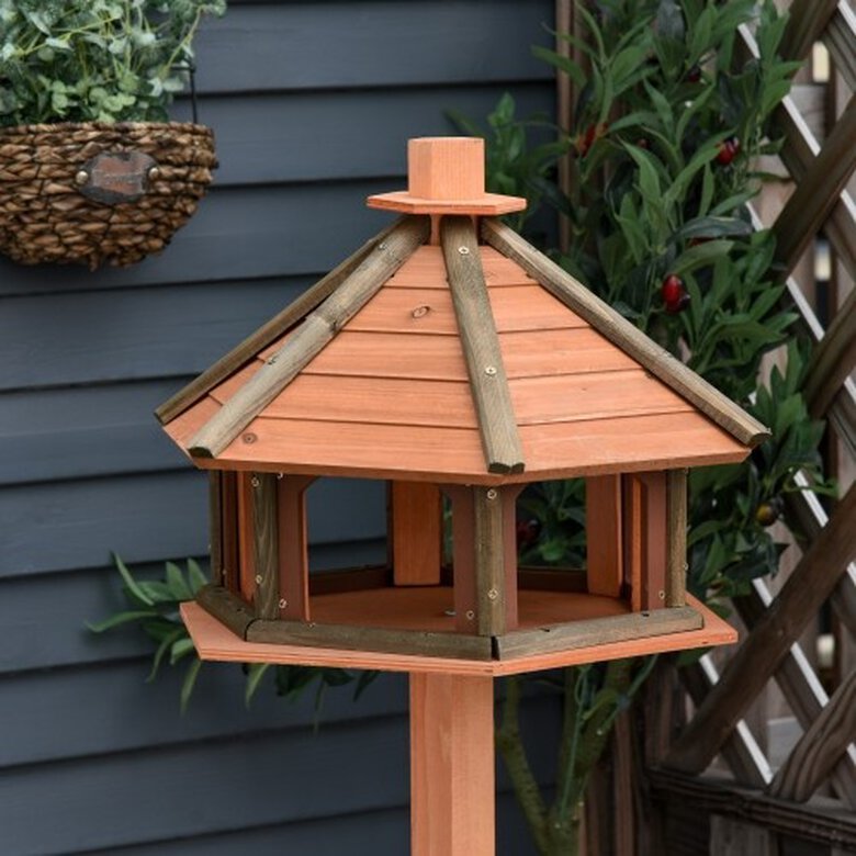 PawHut Comedero De Madera Con Forma De Casa para pájaros, , large image number null